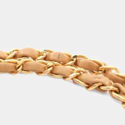 Pre Owned Chanel Matelasse Double Flap Shoulder Bag In Lambskin Sheepskin Beige