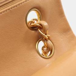 Pre Owned Chanel Matelasse Double Flap Shoulder Bag In Lambskin Sheepskin Beige