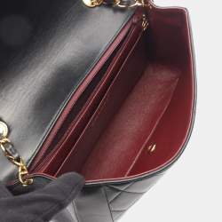 Pre Owned حقيبة كتف شانيل ماتيلاس ديانا فلاب جلد حمل لون أسود