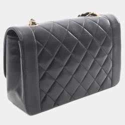Pre Owned حقيبة كتف شانيل ماتيلاس ديانا فلاب جلد حمل لون أسود