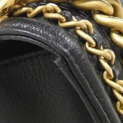 Pre Owned Chanel Boy Line Black Calf Leather Shoulder Bag