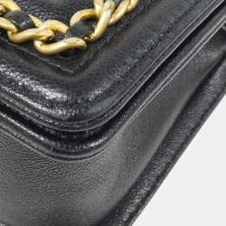 Pre Owned Chanel Boy Line Black Calf Leather Shoulder Bag