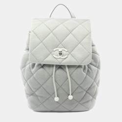مملوكة مسبقًا Chanel Matelasse Backpack Leather Grained Calfskin Grey
