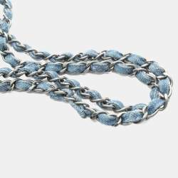 مملوكة مسبقًا Chanel Coco Mark Blue Denim Double Flap Shoulder Bag 