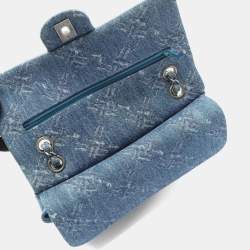 مملوكة مسبقًا Chanel Coco Mark Blue Denim Double Flap Shoulder Bag 
