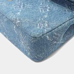 مملوكة مسبقًا Chanel Coco Mark Blue Denim Double Flap Shoulder Bag 