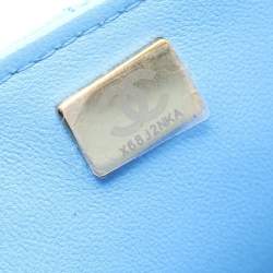 Pre Owned Chanel Matelasse Top Handle Shoulder Bag In Grained Calfskin Leather Blue