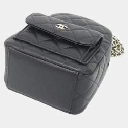 Pre Owned حقيبة ظهر شانيل تايملس كلاسيك لاين جلد عجل أسود