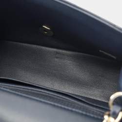 Pre Owned Chanel Mini Matelasse 20 Shoulder Bag In Lambskin Navy Blue