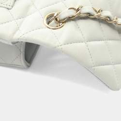 Pre Owned Chanel Mini Matelasse 20 Shoulder Bag Lambskin Leather Gray