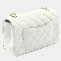 Pre Owned Chanel Mini Matelasse 20 Shoulder Bag Lambskin Leather Gray