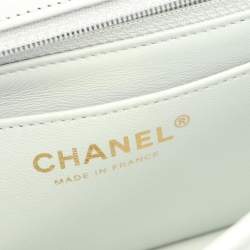 Pre Owned Chanel Mini Matelasse 20 Shoulder Bag Lambskin Leather Gray