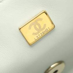 Pre Owned Chanel Mini Matelasse 20 Shoulder Bag Lambskin Leather Gray