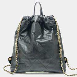 مملوكة مسبقًا Chanel Chanel22 Chain Bag 2-Way Daypack/Backpack Leather Black