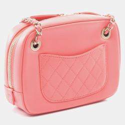 Pre Owned Chanel Coco Mark Shoulder Bag Lambskin Leather Pink