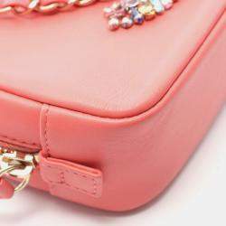 Pre Owned Chanel Coco Mark Shoulder Bag Lambskin Leather Pink