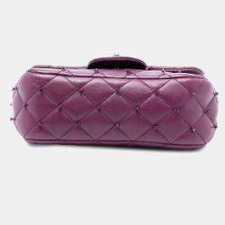 Pre Owned Chanel Purple Extra Mini Rectangular Lambskin Beaded Single Flap
