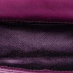 Pre Owned Chanel Purple Extra Mini Rectangular Lambskin Beaded Single Flap