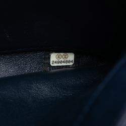 Pre Owned حقيبة شانيل يد جلد لامب مزغرف أزرق صغير تريندي CC رفرف على المقبض