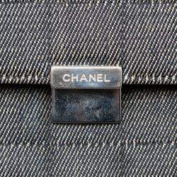 Pre Owned Chanel Grey CC Choco Bar Denim Chain Flap