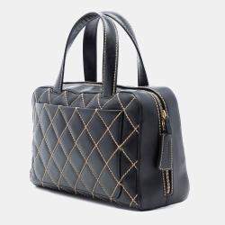 Pre Owned حقيبة شانيل جلد لامبسكين أسود خياطة برية شعار سي سي