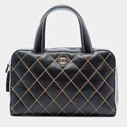 مملوكة مسبقًا Chanel Black CC Lambskin Wild Stitch Handbag