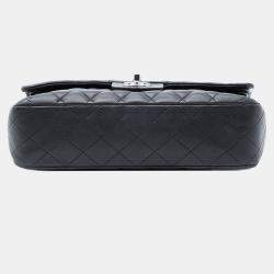 Pre Owned شنيل كلاسيك فلاب مزدوج جلد الحملان أسود متوسط الحجم