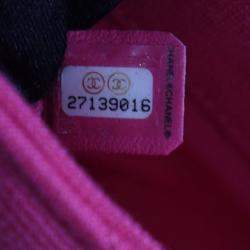 Pre Owned حقيبة شانيل بمقبض علوي وردية صغيرة شيفرون جيرسي عصري CC 