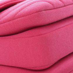 Pre Owned حقيبة شانيل بمقبض علوي وردية صغير ة شيفرون جيرسي عصري CC 