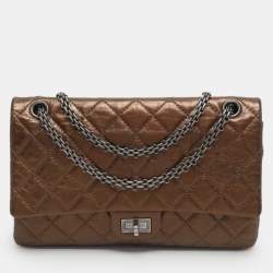 Pre Owned Chanel Reissue 226 Bronze Quilted Caviar Leather Flap Bag