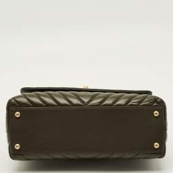 مملوكة مسبقًا Chanel Coco Small Olive Green Aged Lather Top Handle Bag