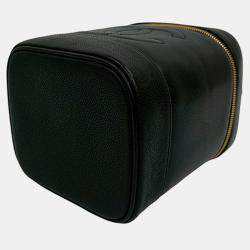 Pre Owned حقيبة شانيل فانيتي جلد كافيار سي سي أسود