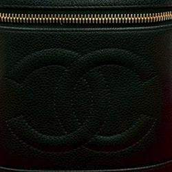 Pre Owned حقيبة شانيل فانيتي جلد كافيار سي سي أسود