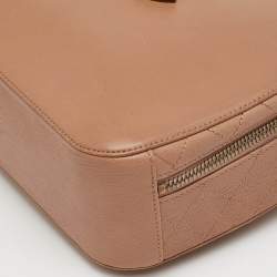 Pre Owned Chanel Coco Curve Beige Leather Vanity Case Bag