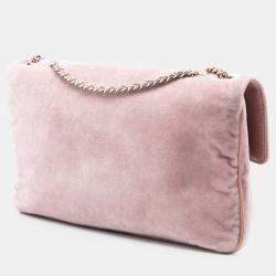 مملوكة مسبقًا حقيبة شانيل كتف مغلق مدموزيل كبيرة مخمل مبطن وردي