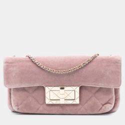 مملوكة مسبقًا حقيبة شانيل كتف مغلق مدموزيل كبيرة مخمل مبطن وردي