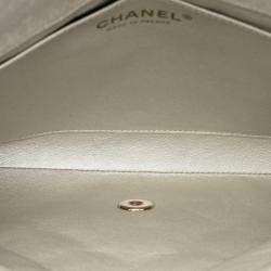 Pre Owned حقيبة كلاتش بشنطة شانيل جلد حمل مضلع متاليك ذهبي سي سي سلسلة