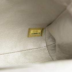 Pre Owned حقيبة كلاتش بشنطة شانيل جلد حمل مضلع متاليك ذهبي سي سي سلسلة