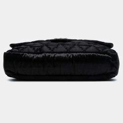 Pre Owned Chanel Black Extra Large CC Quilted Satin Single Flap