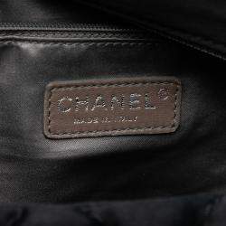 Pre Owned Chanel Black Extra Large CC Quilted Satin Single Flap