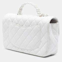 Pre Owned حقيبة شانيل بيضاء مصغرة مبطنة جلد خروف كو كو بيد علوية