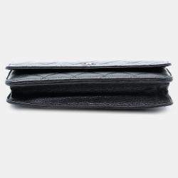 Pre Owned Chanel Black CC Quilted Caviar Wallet on Chain