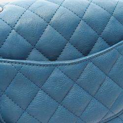 Pre Owned Chanel Mini Matelasse Shoulder Bag Leather Blue