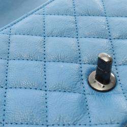Pre Owned Chanel Mini Matelasse Shoulder Bag Leather Blue