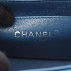 Pre Owned Chanel Mini Matelasse Shoulder Bag Leather Blue