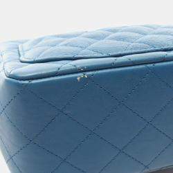 Pre Owned Chanel Mini Matelasse Shoulder Bag Leather Blue