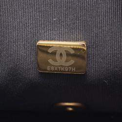 Pre Owned Chanel Matelasse Shoulder Bag In Grained Calfskin Leather Navy Blue