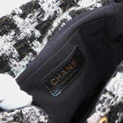 Pre Owned حقيبة ظهر شانيل كوكو مارك سلسلة من التويد جلد أسود/رمادي
