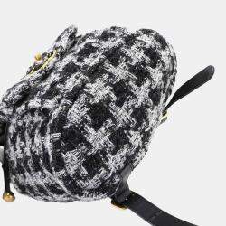 Pre Owned حقيبة ظهر شانيل كوكو مارك سلسلة من التويد جلد أسود/رمادي