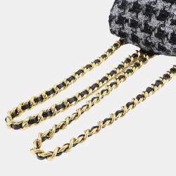 Pre Owned حقيبة ظهر شانيل كوكو مارك سلسلة من التويد جلد أسود/رمادي